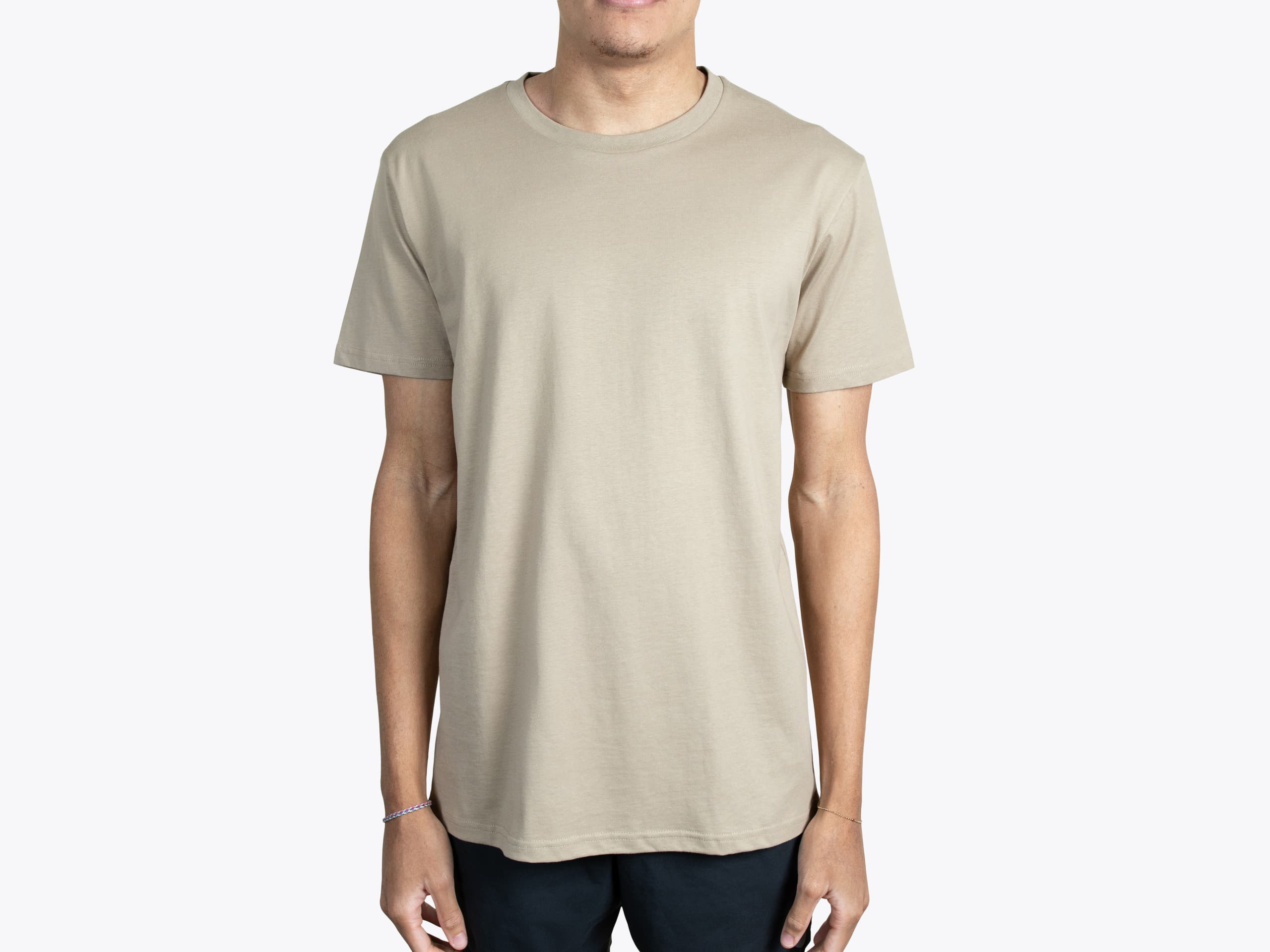 AS Colour 5001 Staple Tee in Mushroom (model:male, size:medium, view:front)