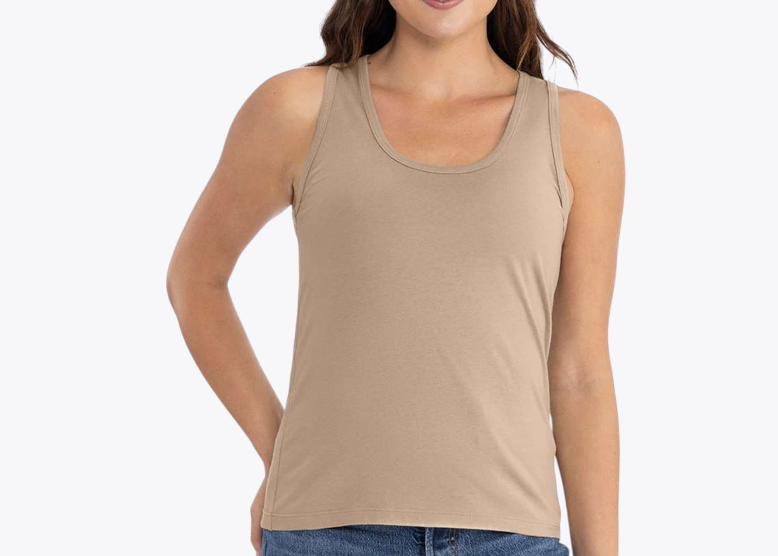 Next Level Apparel 3933 Women's Cotton Tank in Tan (size:medium, view:front)