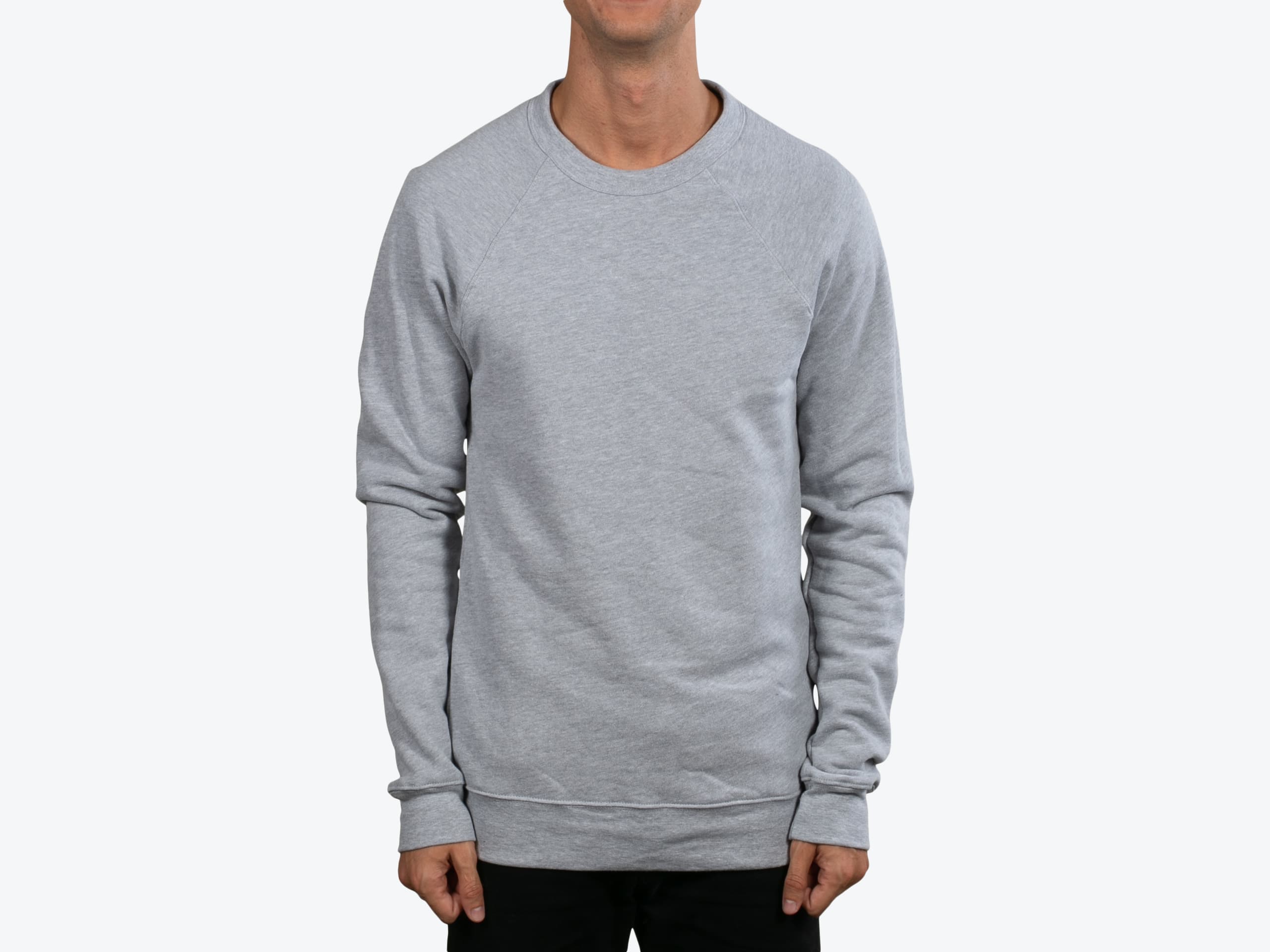 Bella+Canvas 3901 Unisex Sponge Fleece Crewneck Sweatshirt in Athletic Heather (model:male, size:medium, view:front)